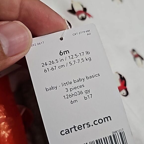 Carter's 3 Piece Set Penguin Bodysuits Pants Mommy's Cool Dude Red White Grey 6M - Picture 5 of 5